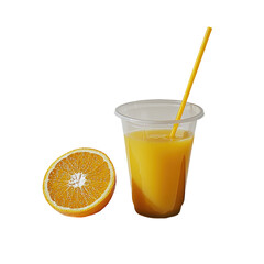 .fresh orange juice with orange fruit in basket