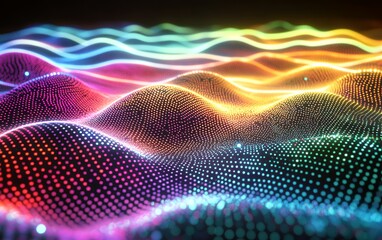 Vibrant abstract wave patterns in fluid motion with a palette of colors representing energy and creativity