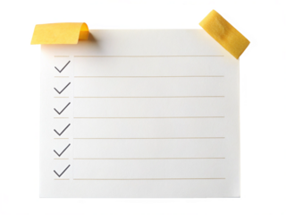 blank note paper isolaed on transparent background