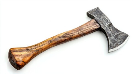 A large wooden axe with a black handle