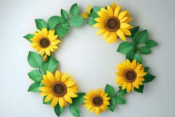 Obraz premium Vibrant Sunflower Frame Standing Out on White Background