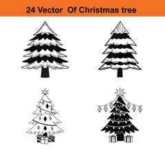 Obraz premium Christmas Tree Illustration,Minimalist Black and White Christmas Tree Icon 