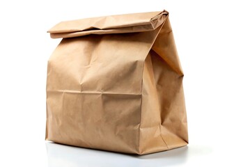 Obraz premium Brown paper lunch bag isolated on white background