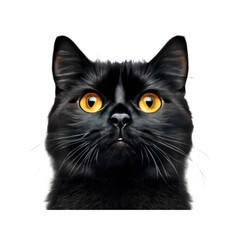 Majestic Black Cat with Striking Golden Eyes - Close-Up Portrait
