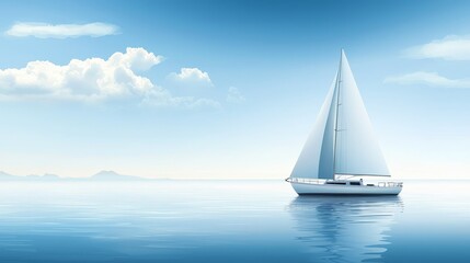 Fototapeta premium Tranquil ocean voyage sailboat gliding across the azure waters under majestic sky