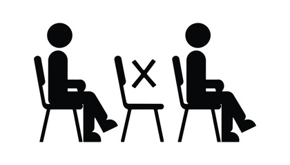 Social Distancing Seating Icon for Public Safety Vector Illustration