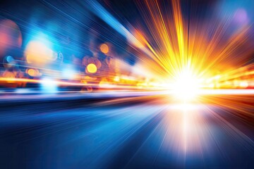 Night highway, vibrant colors, motion blur