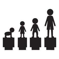 Boy growing up Silhouettes Collection Premium Vector template  White Background.