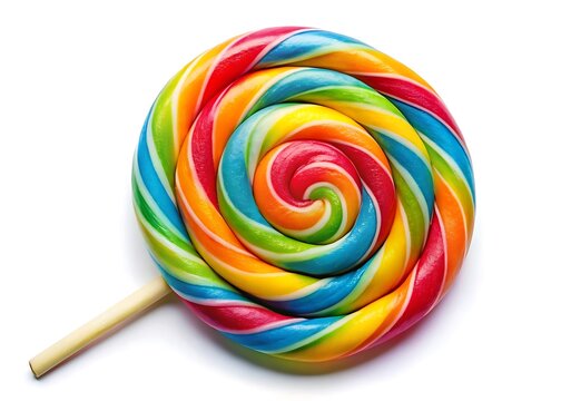 Colorful lollipop with swirls isolated on white background