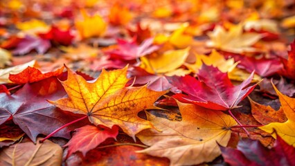 Fototapeta premium A Close Up of Fallen Autumn Leaves in Various Shades