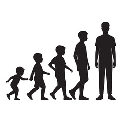Boy growing up Silhouettes Collection Premium Vector template  White Background.