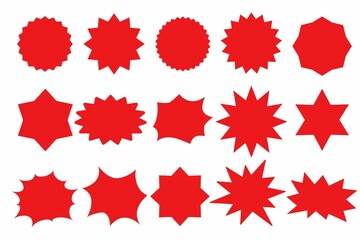 set red sale discount, special price, shopping campaign, heading title, sticker stamp spikes, speech bubble, frame pop stylish surprise, price sticker, sale sticker, tag, labels on white background. 