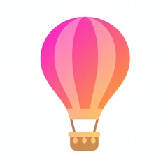 Minimal Gradient Hot Air Balloon Icon Vector Flat Design Illustration