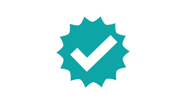 Starburst Badge with Checkmark Symbol Icon Animation