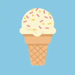 Minimal Ice cream Cone With Sprinkles Flat design Illustration Art Design Vector