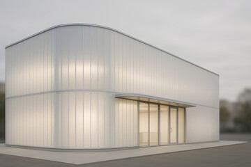 Obraz premium Modern Architecture: A sleek, contemporary structure with a minimalist aesthetic, showcasing clean lines, translucent walls, and a sense of spaciousness and light.
