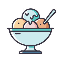 Bowl of Ice Cream Icon Representing Frozen Dessert