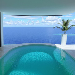 swimming pool with palm trees