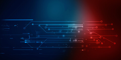 2d illustration Abstract futuristic electronic circuit technology background