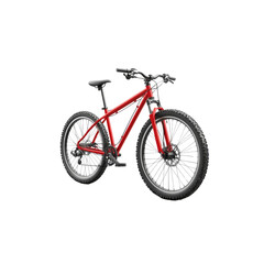 Red Mountain Bike Isolated on Transparent Background - 3D Render