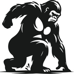Angry gorilla vector silhouette