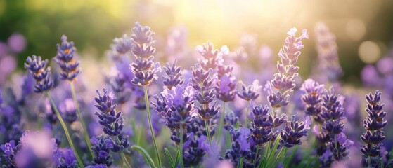 Sunlit Lavender Field: A Serene Summer Landscape