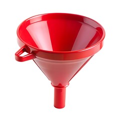 Plastic funnel with red color isolated on white background