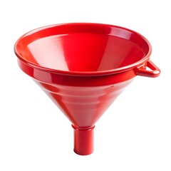 Plastic funnel with red color isolated on white background