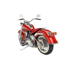 Classic Red Cruiser Motorcycle - Rear View