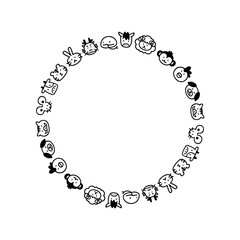 シンプルな手書きのかわいい干支フレーム