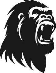 Angry gorilla vector silhouette