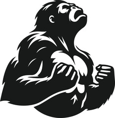 Angry gorilla vector silhouette