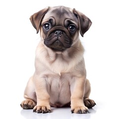 Obraz premium Pug puppy sitting isolated on white background