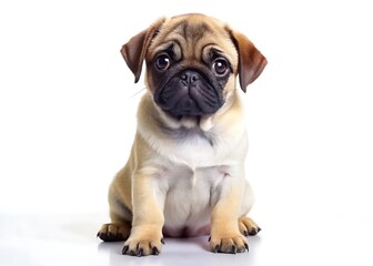 Obraz premium Pug puppy sitting isolated on white background