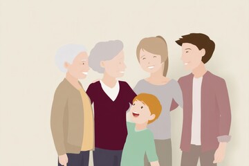 Obraz premium minimalistic depiction of multigenerational family harmonious interaction showing close emotional bonds