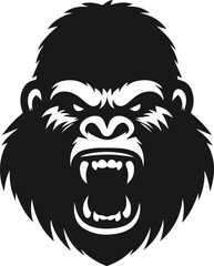 Angry gorilla vector silhouette