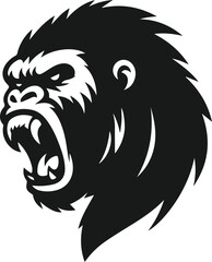 Angry gorilla vector silhouette
