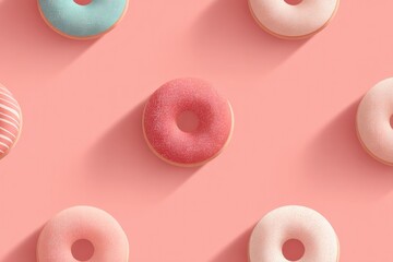 minimalistic illustration of donut in different artistic styles with ample copy space