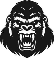 Angry gorilla vector silhouette