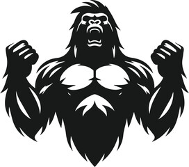 Angry gorilla vector silhouette