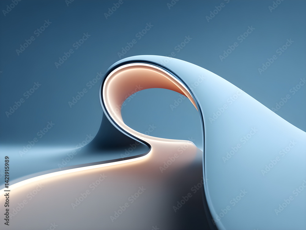 Poster abstract flowing layers of colorful material with bright glow of futuristic presentation template. m