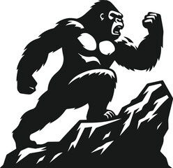 Fototapeta premium Angry gorilla vector silhouette