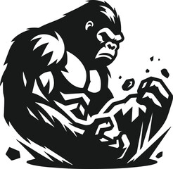 Angry gorilla vector silhouette