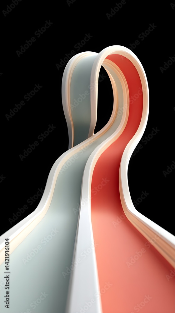 Poster abstract flowing layers of colorful material with bright glow of futuristic presentation template. m