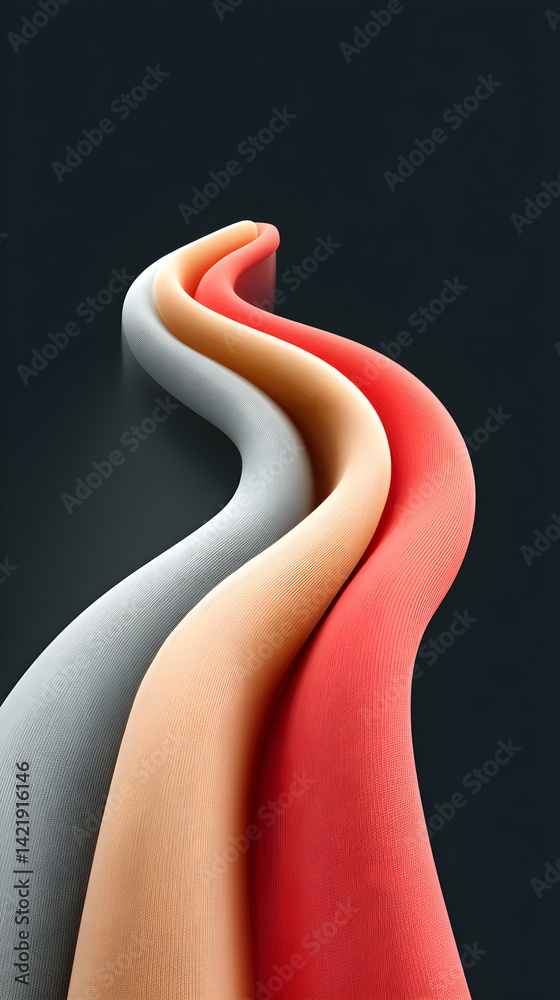 Poster abstract flowing layers of colorful material with bright glow of futuristic presentation template. m