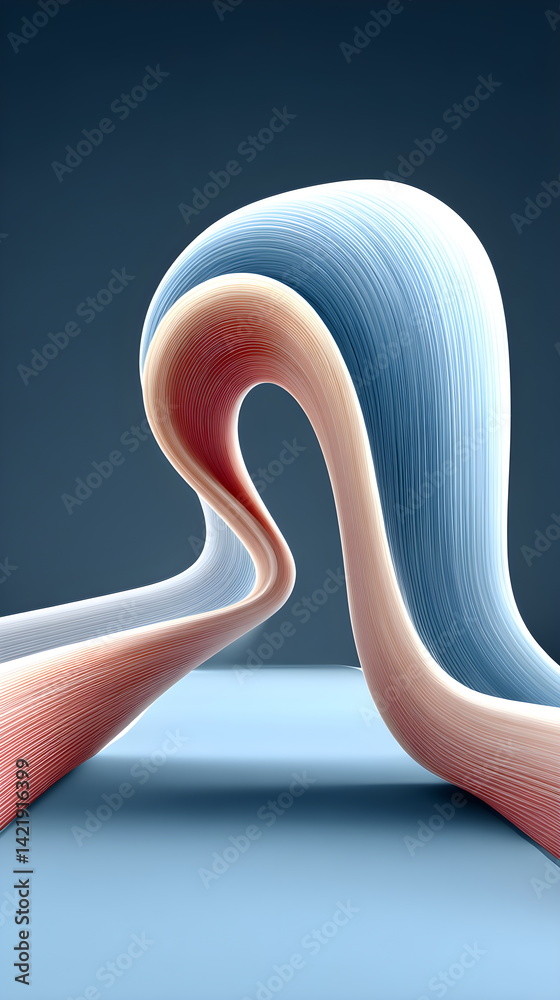Poster abstract flowing layers of colorful material with bright glow of futuristic presentation template. m