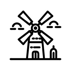 Windmill Icon Representing Traditional Farm Energy and Renewable Power Source