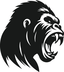 Angry gorilla vector silhouette