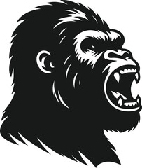 Angry gorilla vector silhouette