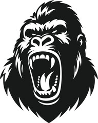 Angry gorilla vector silhouette